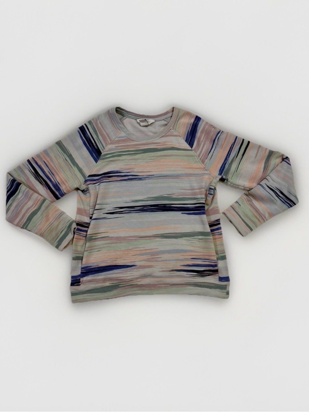 Athleta Girl Sz 12 Multi Color Fleece Lined Sweatshirt Pockets Crewneck